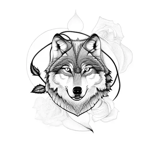 Wolf With Rose And Rope
