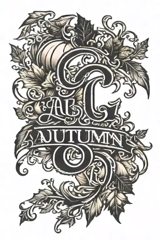 Old English Font Saying Autumn