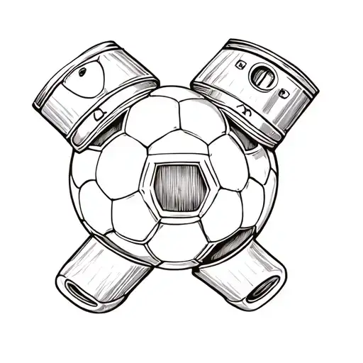 A Soccer Ball And A Pair Of Pistons