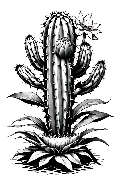 Cactus Protected By A Lotus