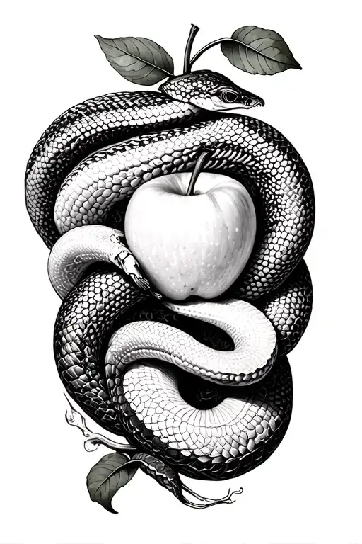 Eve Eating The Apple And Snake Coiled