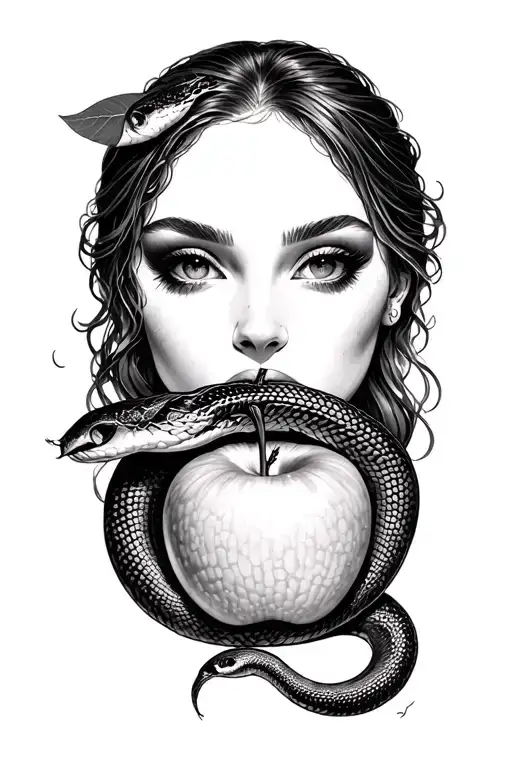 Eve Eating The Apple And Snake Coiled