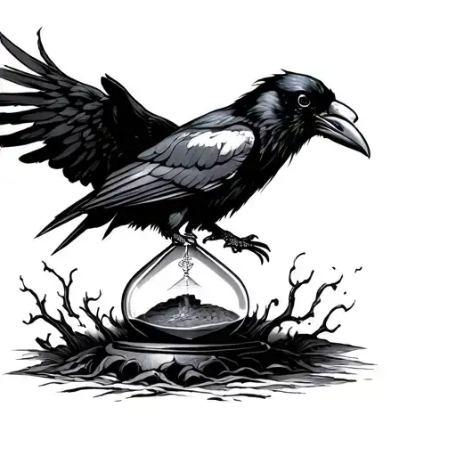 Raven On Hourglass