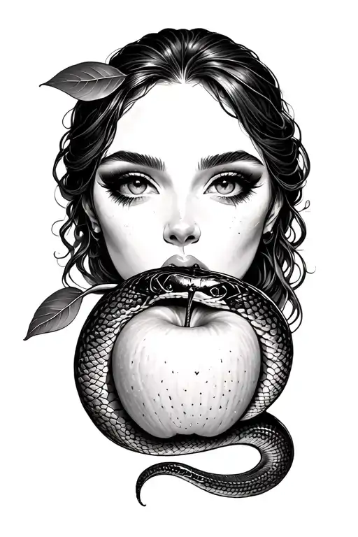 Eve Eating The Apple And Snake Coiled