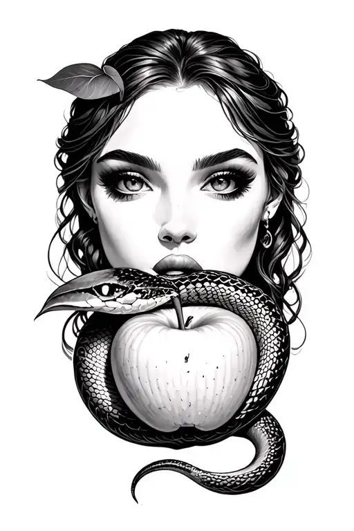 Eve Eating The Apple And Snake Coiled