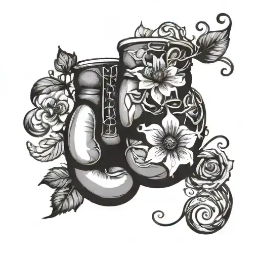 A Boxing Glove Intertwined With Vines And Flowers