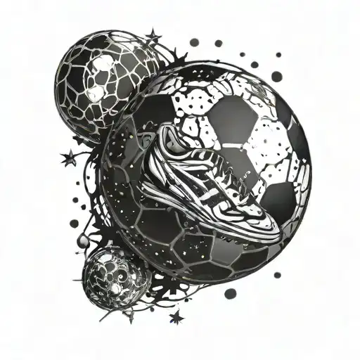 Soccer Ball Transformed Into A Galaxy With Planets And Stars Inside