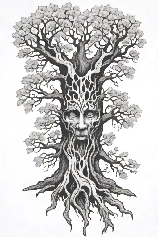 Weirwood Tree With A Face Carved Into Its Trunk