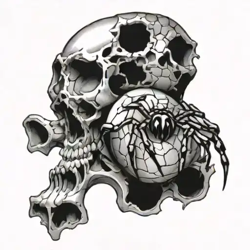 Spider Crawling Out Of A Skulls Eye