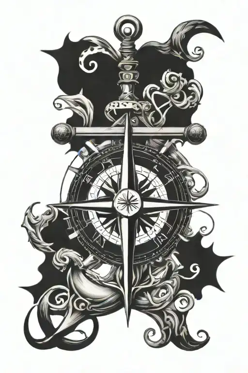 Compass Rose And Anchor