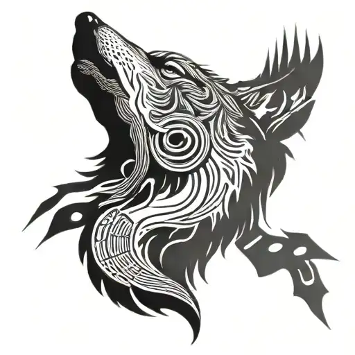 Incorporate Microphone And Music Notes Into A Howling Wolf Design