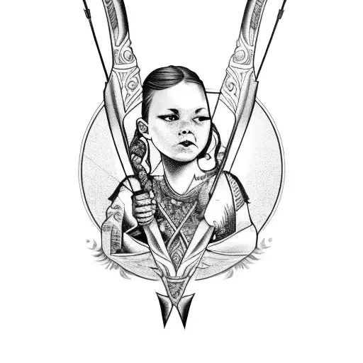 Family Based Bow And Arrow That Goes From Bottom Half Of Knee To Half Way Down Shin