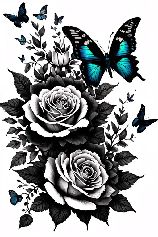 Roses And Scorpion And Butterflies Fluttering