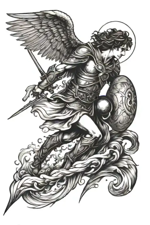 Warrior Angel Flying Towards The Sun