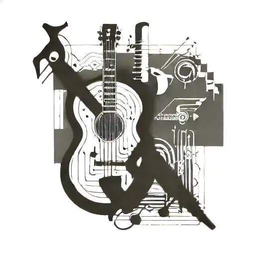 A Geometric Design Incorporating Musical Notes And Tools