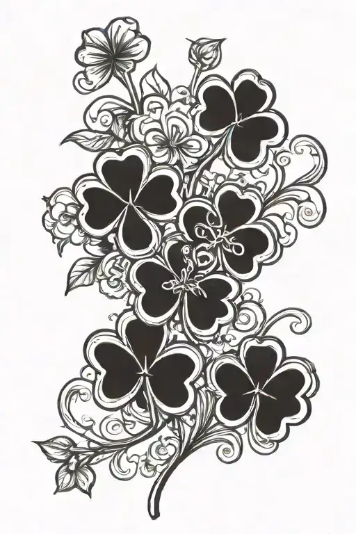 A Clover-shaped Tattoo Incorporating Various Tools To Symbolize The Client's Passion For Their Trade
