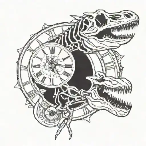 Dinosaur Skeleton And Clock
