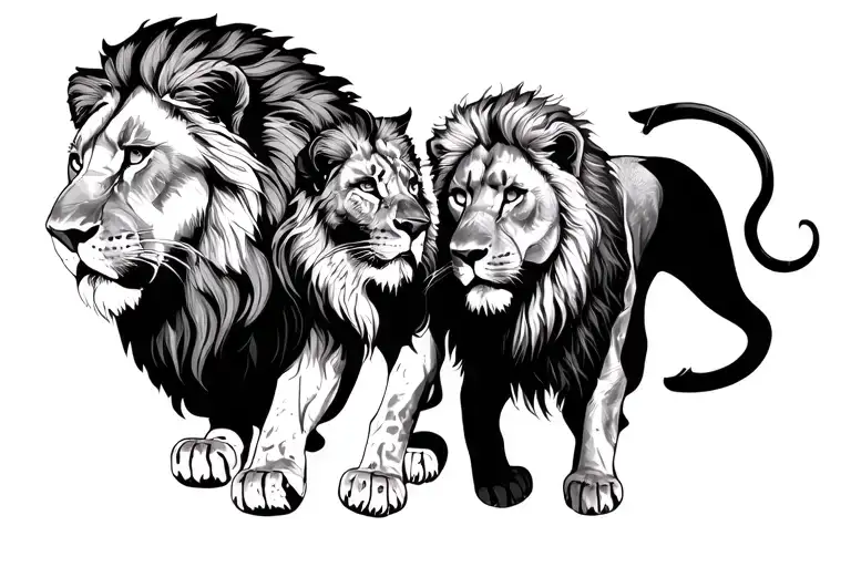 Leo Protects The Lioness And Two Lion