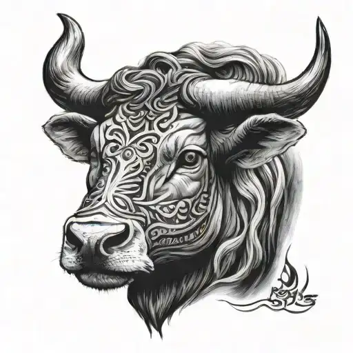 Taurus Tattoo Realistic For Female Face Made