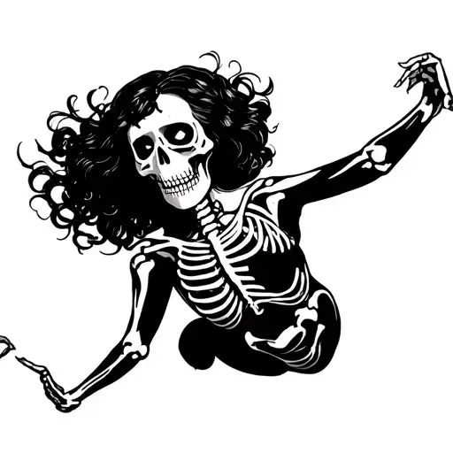 Full Body Of Maman Brigitte Flying Horizontal Wear A Half Mask And Half Skeleton For Face