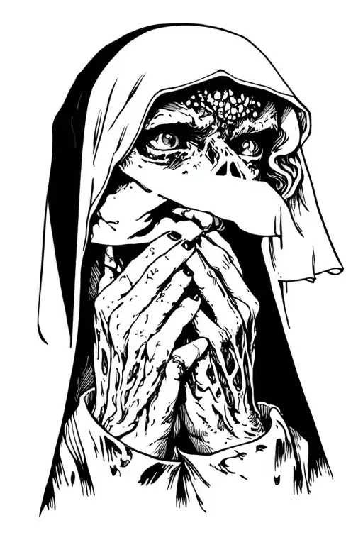 Dark Medieval Zombie Nun Shushing