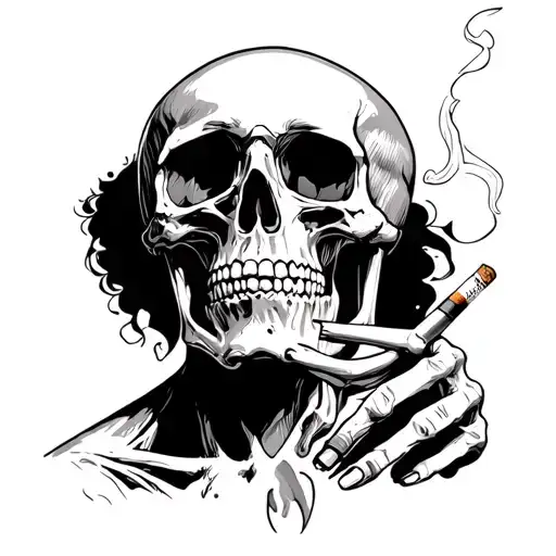 Skeleton Smoking Cigarette