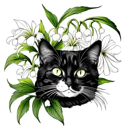 Lily Of The Valley Flower With Cat