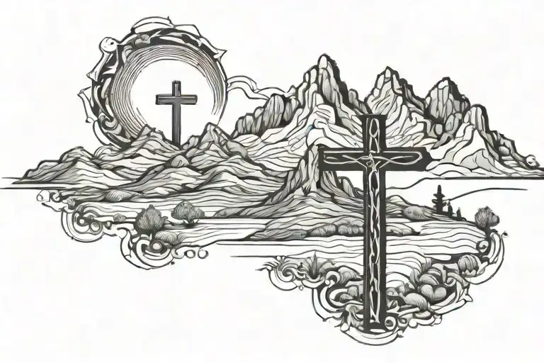Arizona Mountain With Jesus Cross