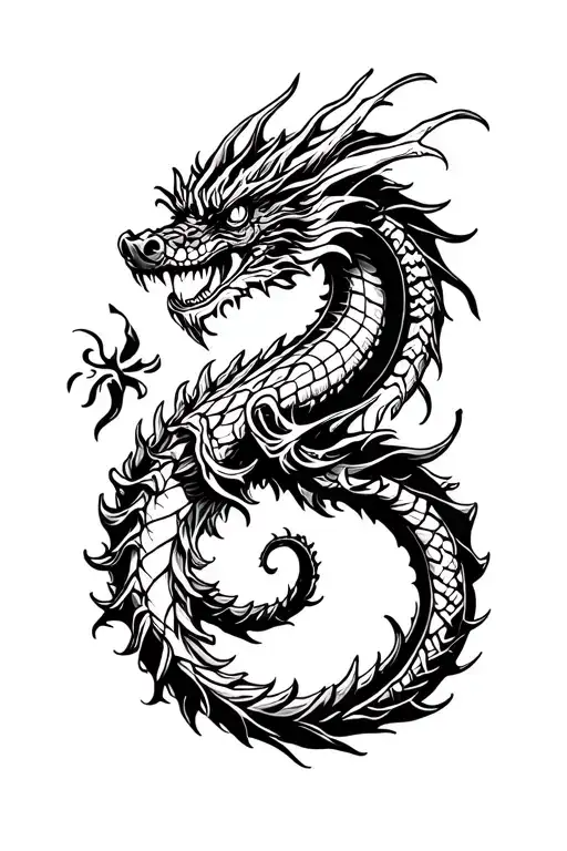 Scandinavian Style Dragon Tattoo On The Whole Forearm