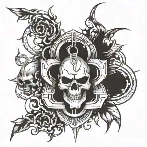 Draw A Sketch For A Tattoo Related To Cyber Topics Black And White