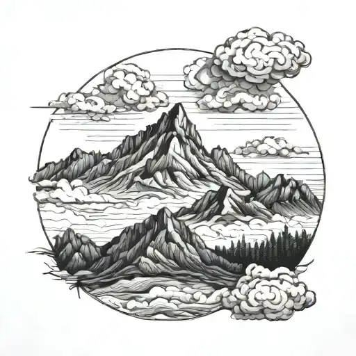 Mountain Range With Clouds In The Background