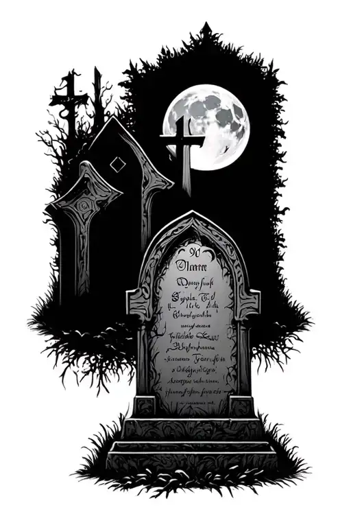 14 Gravestones With A Full Moon