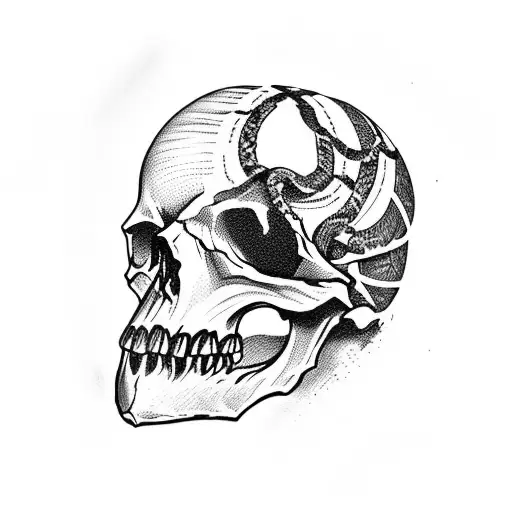 Skull With A Snake