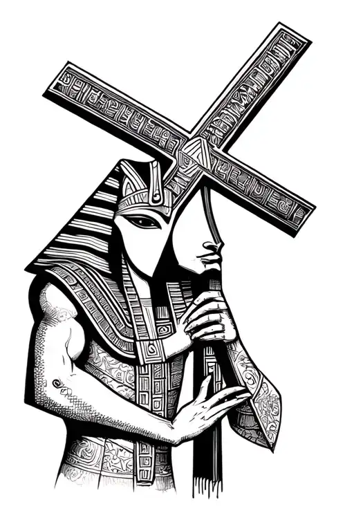 Anubis Holding Egyptian Cross