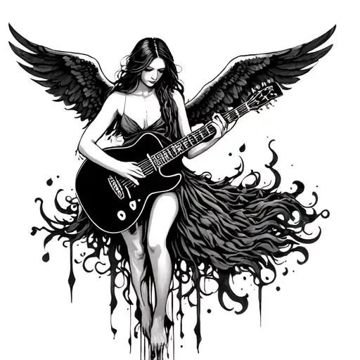 Fallen Angel Holding Guitar