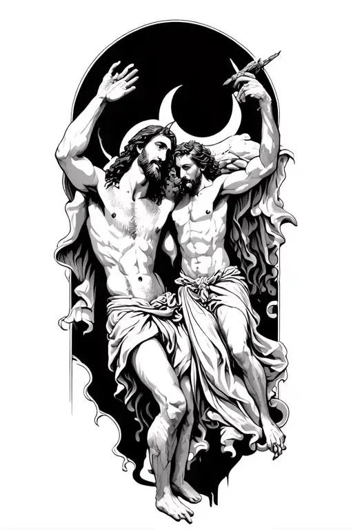 Jesus And Devil Fighting