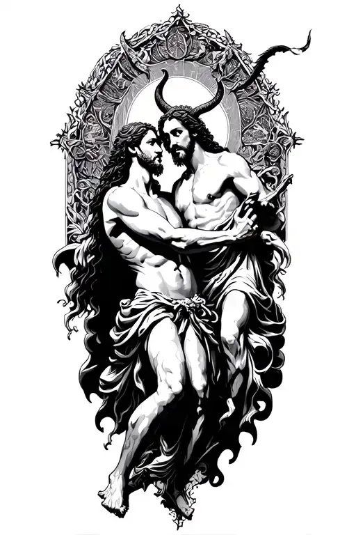 Jesus And Devil Fighting