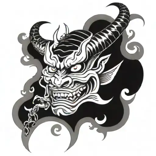 Hannya Mask With Snake