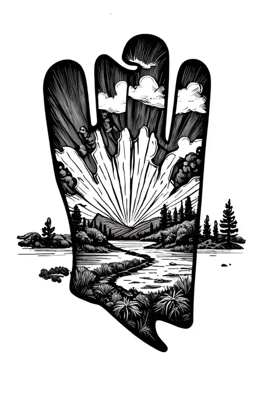 Arizona Landscape Inside Mitten Outline