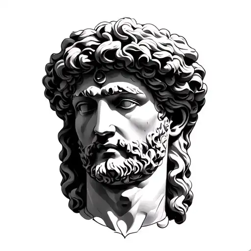 Statue Of David Face Tattoo Blackwork