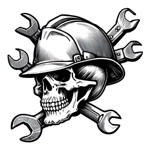Skull With Cross Wrenchs And A Hardhat