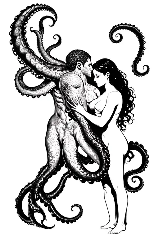 Kraken Holding A Man And A Woman