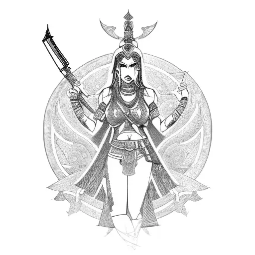 A Warrior Goddess Wielding A Kalashnikov Rifle