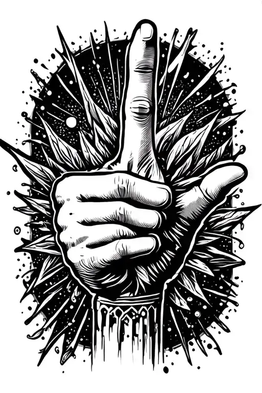 Trippy Background With Hand And Middlefinger Pointing Up Inside