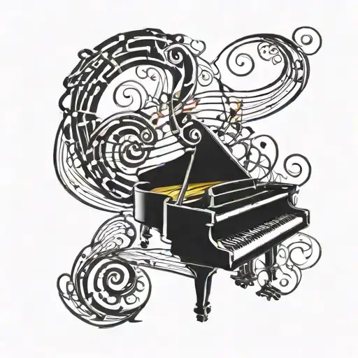 Music Note Intertwined Piano Treble Clef Bass Clef