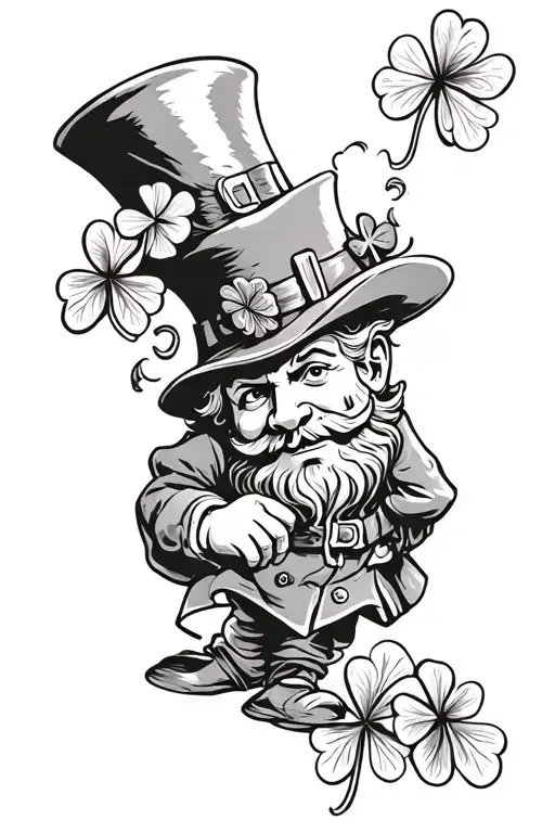 Leprechaun With A 4 Leaf Clover