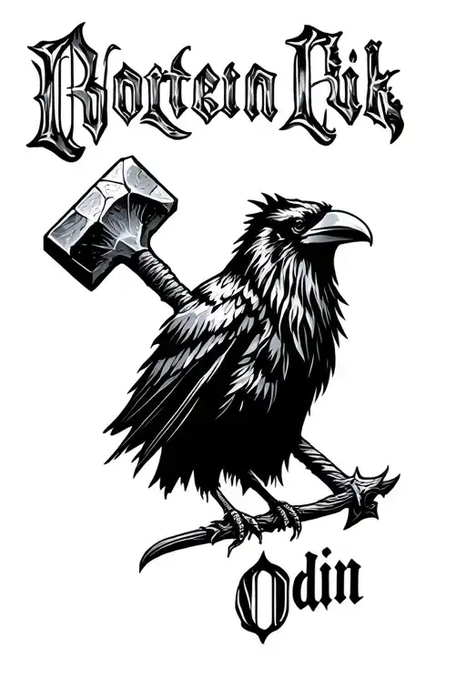Odin's Crow With Third Hammer And Odin's Name Incorporated