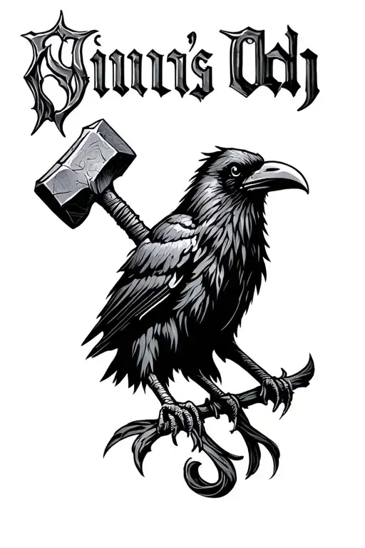 Odin's Crow With Third Hammer And Odin's Name Incorporated