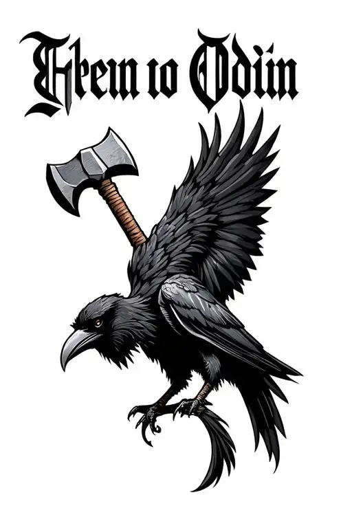 Odin's Crow With Third Hammer And Odin's Name Incorporated