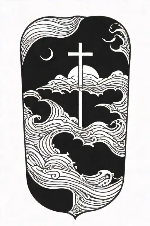 Cross And Ocean Waves